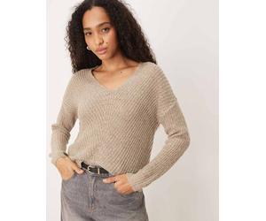 JDY - Maglione leggero beige con scollo a V-Neutro L