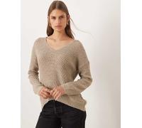 JDY - Maglione leggero beige con scollo a V-Neutro XL