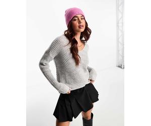 JDY - Maglione leggero grigio con scollo a V S