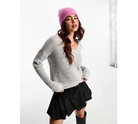 JDY - Maglione leggero grigio con scollo a V XL