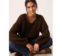 JDY - Maglione oversize double-face marrone cioccolato L
