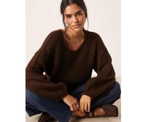 JDY - Maglione oversize double-face marrone cioccolato XS