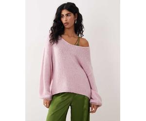 JDY - Maglione oversize double-face rosa chiaro M