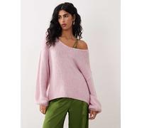 JDY - Maglione oversize double-face rosa chiaro XS