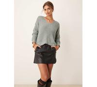 JDY - Maglione taglio lungo extra largo azzurro con spacco laterale-Blu L