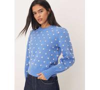 JDY - Maglione vestibilità comoda blu a pois testurizzato XL