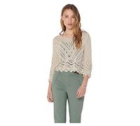 JDY - Top beige traforato con bordi smerlati-Neutro XS