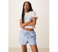 JDY - Pantaloncini allacciati in vita a righe blu 3XL