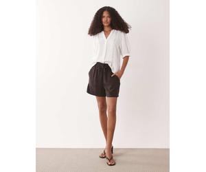 JDY - Pantaloncini in misto lino marroni allacciati in vita-Marrone S