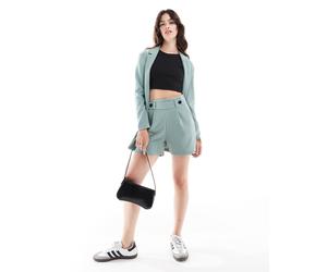 JDY - Pantaloncini sartoriali verde-azzurro in coordinato-Blu M
