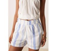 JDY - Pantaloncini vestibilità comoda testurizzati a righe blu chiaro-Neutro 3XL