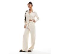 JDY - Pantaloni a fondo ampio in misto lino color pietra in coordinato-Neutro XL L32