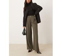 JDY - Pantaloni a fondo ampio kaki con cintura-Verde 2XL L32