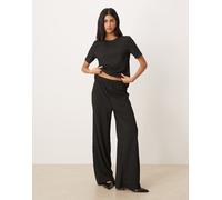 JDY - Pantaloni a fondo ampio neri testurizzati in coordinato-Nero S L32