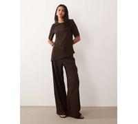 JDY - Pantaloni ampi marrone cioccolato in coordinato XS L32