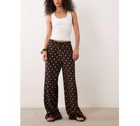 JDY - Pantaloni ampi testurizzati marroni a pois-Marrone S L32