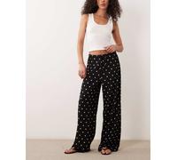 JDY - Pantaloni ampi testurizzati neri a pois-Nero M L32