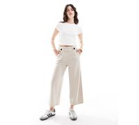 JDY - Pantaloni cropped con fondo ampio color pietra in coordinato-Neutro L