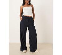 JDY - Pantaloni in misto lino con fondo ampio blu navy M