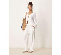 JDY - Pantaloni in mussola con fondo ampio bianchi in coordinato-Bianco M L30