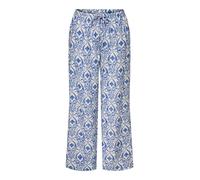 JDY - Pantaloni a fondo ampio allacciati in vita blu con stampa fantasia-Bianco L