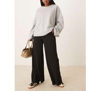 JDY - Pantaloni neri ampi a vita alta-Nero M L34