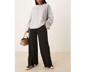 JDY - Pantaloni neri ampi a vita alta-Nero XS L32