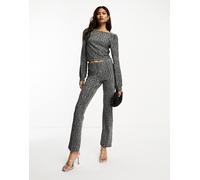 JDY - Pantaloni neri con glitter color argento in coordinato-Nero L