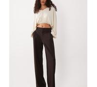JDY - Pantaloni sartoriali a fondo ampio marrone cioccolato XSL36