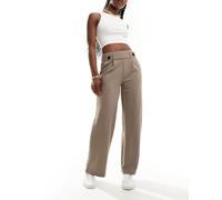 JDY - Pantaloni sartoriali corti a fondo ampio e vita alta color tortora-Grigio S L32