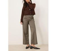 JDY - Pantaloni sartoriali marroni a quadri con bottone-Marrone XL L34