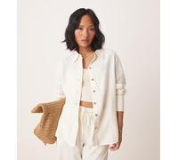 JDY Petite - Camicia comoda bianca in lino in coordinato-Bianco XXL