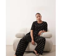 JDY Petite - Pantaloni ampi neri a pois in coordinato-Nero XL L28