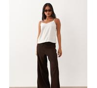 JDY Petite - Pantaloni ampi testurizzati marrone cioccolato XL L28