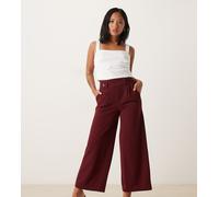 JDY Petite - Pantaloni dad bordeaux a fondo ampio con bottoni-Rosso ML28
