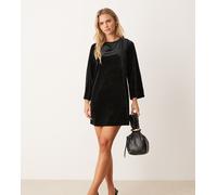 JDY Petite - Vestito corto in velluto nero con fiocco sul retro M