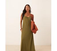 JDY Petite - Vestito lungo allacciato sul retro verde oliva XL