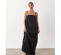 JDY Petite - Vestito lungo senza maniche in mussola color antracite-Grigio S