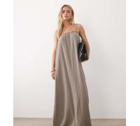 JDY Petite - Vestito lungo senza maniche in mussola marrone L