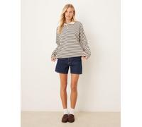 JDY - Polo comoda a righe bianche e blu navy 3XL