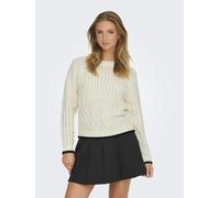 JDY - Maglione color panna testurizzato con finiture a contrasto-Bianco XS