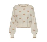 JDY - Maglione girocollo beige a cuori-Neutro L