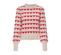 JDY Pullover 'JDYSIGRID' grigio chiaro / rosso acceso Donna JDY XL grigio chiaro / rosso acceso