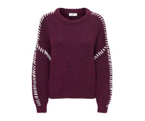 JDY Pullover 'JDYZoey' rosso vino / bianco Donna - Abbigliamento - Taglie comode - Pullover e cardigan - Pullover JDY M