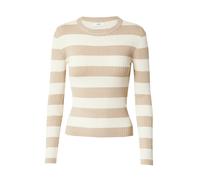 JDY - Top a maniche lunghe beige a righe tono su tono a coste-Neutro 34