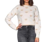 JDY - Maglione girocollo beige a cuori-Neutro S