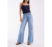 JDY - Ruby - Jeans a fondo ampio a vita medio alta in denim azzurro-Blu L L32
