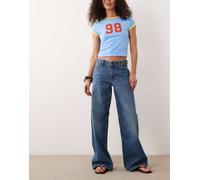 JDY - Ruby - Jeans a fondo ampio a vita medio alta in denim blu medio sbiadito XS L34