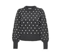 JdY Sigrid Life L/S On Puff Pull Knt Noos Maglione Lavorato a Maglia, Dark Grey Melange/Detail:w. Cement Dots, S Donna