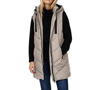 JdY Skylar - Gilet invernale da donna, imbottito, senza maniche, basic con cappuccio e zip, grigio chateau/dettaglio: nero, XXL